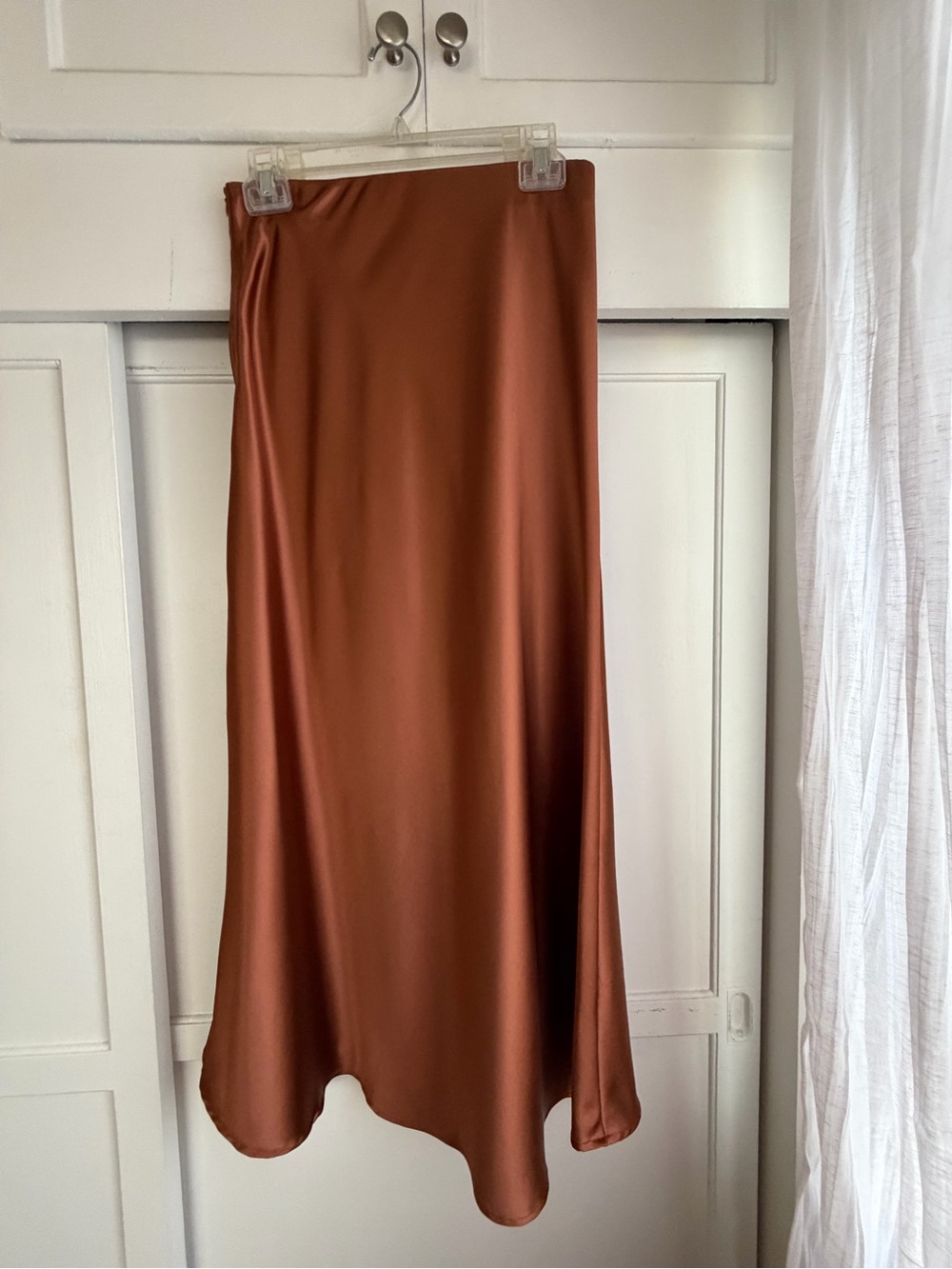 Satin Maxi Skirt - Copper Brown